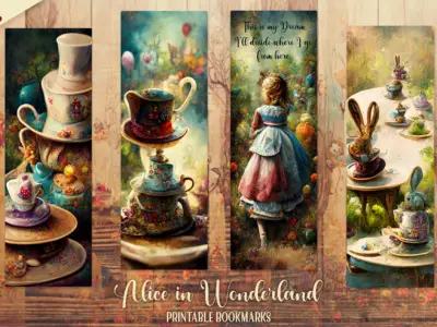 Alice in Wonderland Bookmarks Printable Set 3