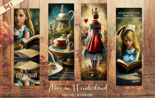 Alice in Wonderland Printable Bookmarks - Set 1