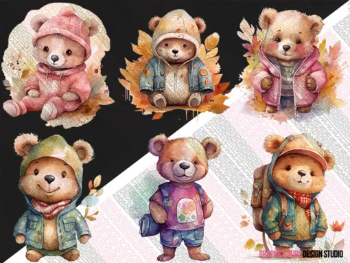 Cute Bear Clipart Bundle - Commercial Use