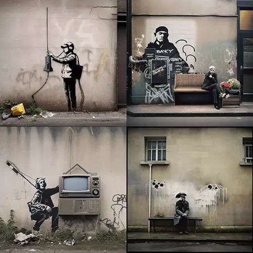 Banksy_Photography_by_Steve_Lazarides_MidJourney Photography Style Example