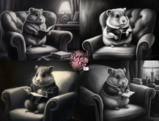 Use ChatGPT for MidJourney - Prompt charcoal hamster in suit armchair