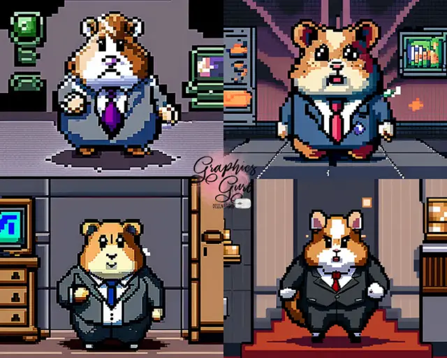 ChatGPT image prompt template - hamster in suit pixel art