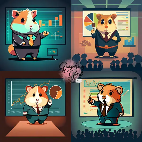 ChatGPT image prompt template - hamster in suit presentation