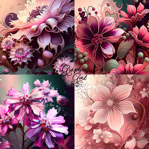 ChatGPT image prompt template - pink abstract flowers