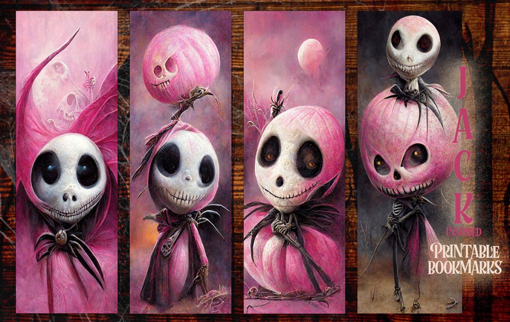 Jack Skellington In Pink Printable Bookmarks » Graphics Gurl Design Studio