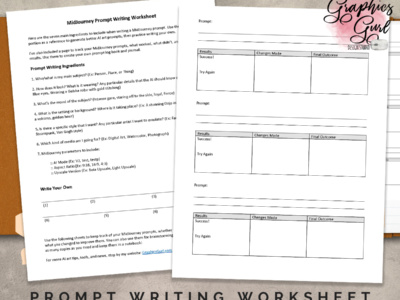 MidJourney Prompt Writing Worksheets - PDF Download