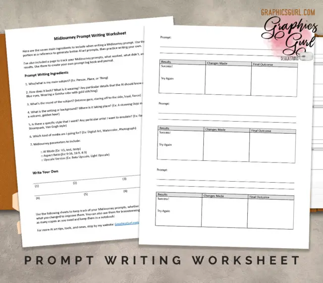 MidJourney Prompt Writing Worksheets - PDF Download