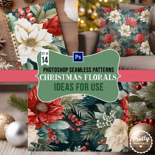 Photoshop Patterns: Christmas Florals Backgrounds