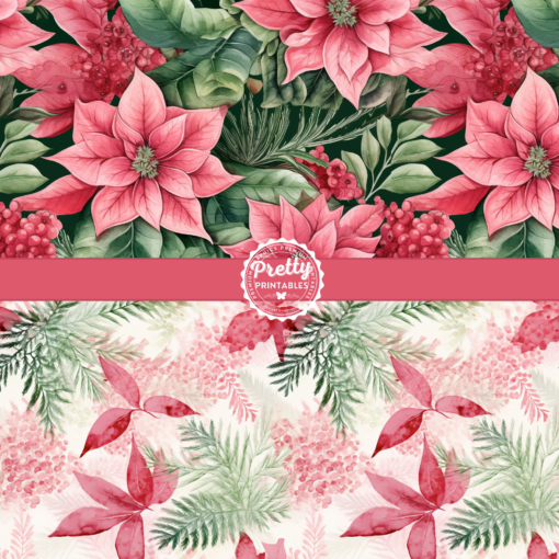 Photoshop Patterns: Pink Christmas Florals - Seamless