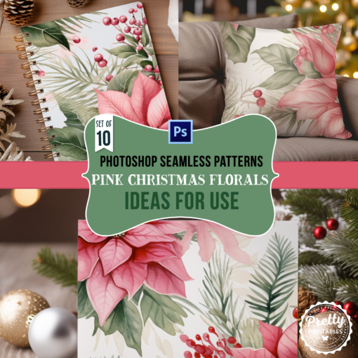 How to Use Photoshop Patterns: Pink Christmas Florals - Seamless