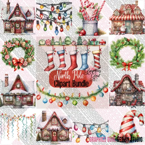 North Pole Christmas Clipart Bundle -Transparent PNGs