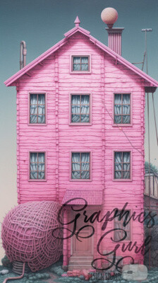 pink house pencil illustration prompt - MIdJourney v5