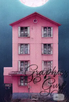 pink yarn house pencil illustration MidJourney v3